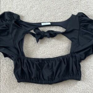 Black Ruched Cut Out bathingsuit top